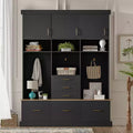 75'' H 5-in-1 Entryway Hall Tree with Bench Coat Rack 6 Drawers & 3 Cabinets Storage for Hallway Living Room - ModernLuxe