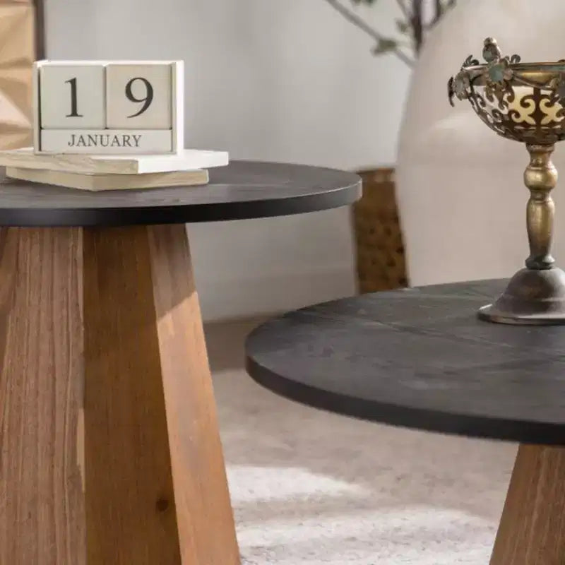 Modern round coffee table with bark pattern