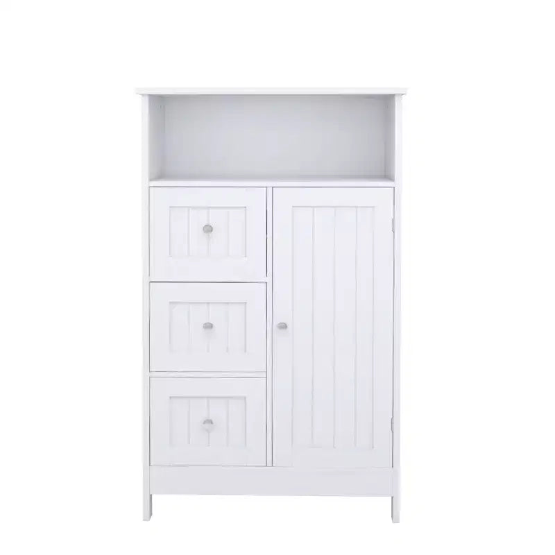Armoire de rangement verticale avec 3 tiroirs et une porte blanche