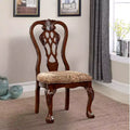 Royal Hampton Traditional Side Chair With fabric Brown Cherry Finish Set of 2
