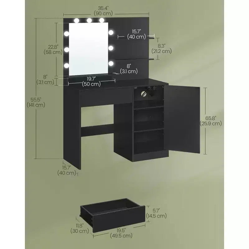 Coiffeuse avec miroir et lumière
