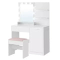 VASAGLE Vanity Desk with Mirror and Lights 35.4-Inch Wide Makeup Vanity with/without Upholstered Vanity Stool Power Outlets Storage Drawer Ink Black