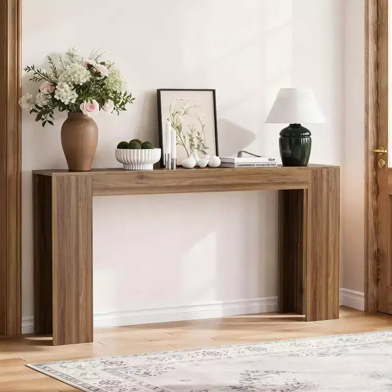 Table de contrôle extra longue en bois de style rustique