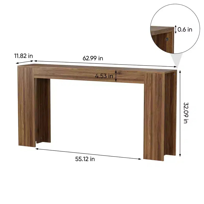 Table de contrôle extra longue en bois de style rustique