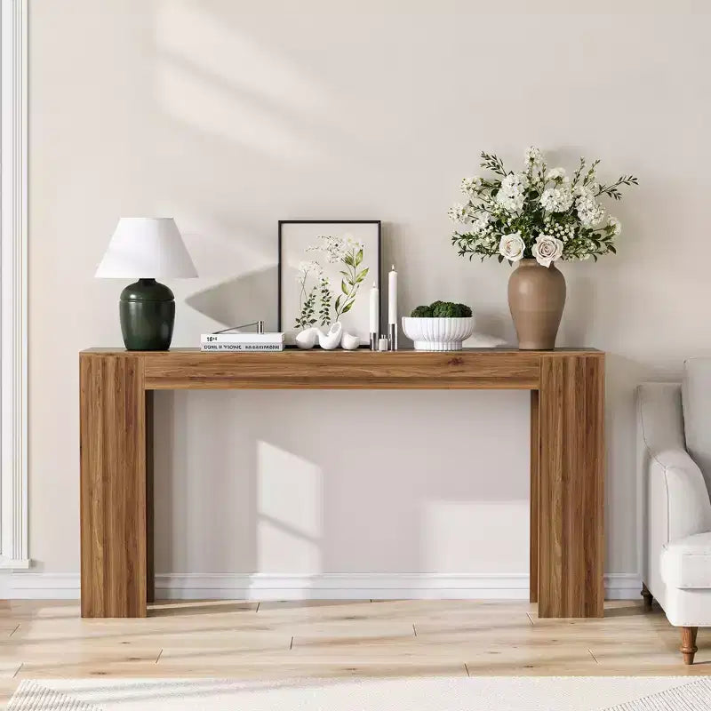 Table de contrôle extra longue en bois de style rustique