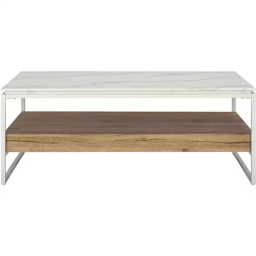Aurelian Coffee Table - COF7016A - White Marble/Natural - Safavieh