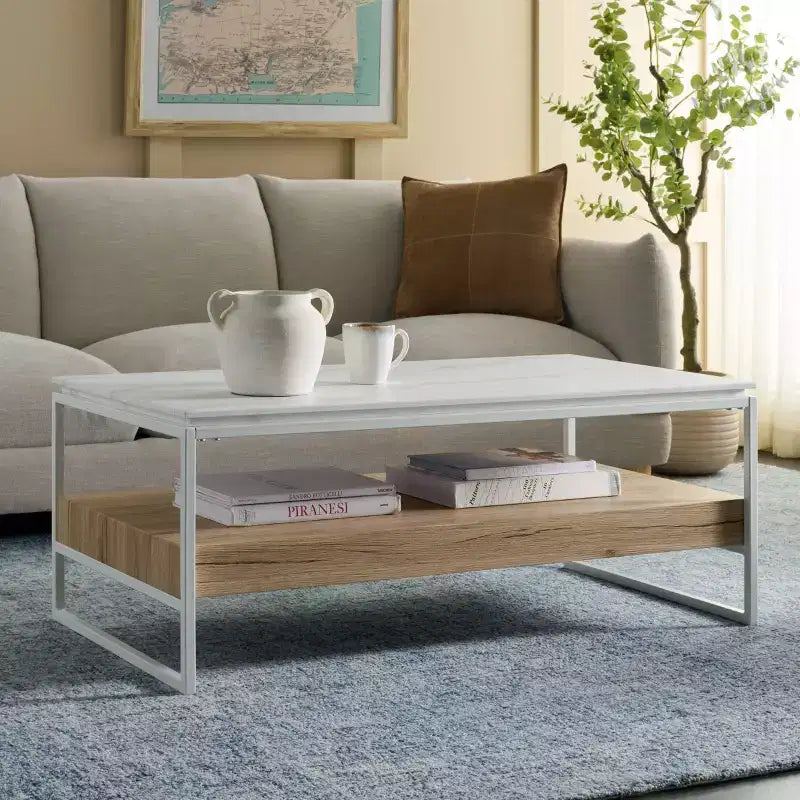 Table basse - Marbre blanc/couleur naturelle