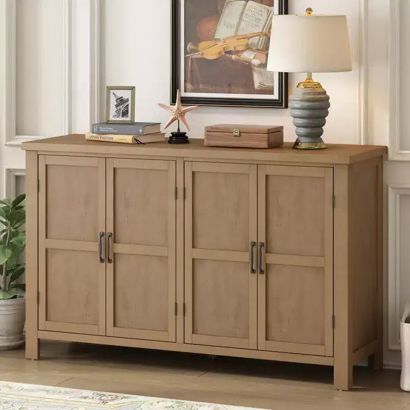 Buffet rustique à 4 portes et 51 rangements avec étagères réglables et poignées en métal
