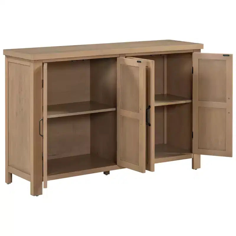 Buffet rustique à 4 portes et 51 rangements avec étagères réglables et poignées en métal