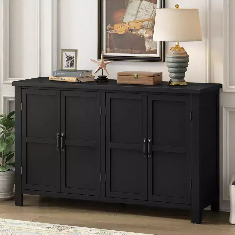 Buffet rustique à 4 portes et 51 rangements avec étagères réglables et poignées en métal