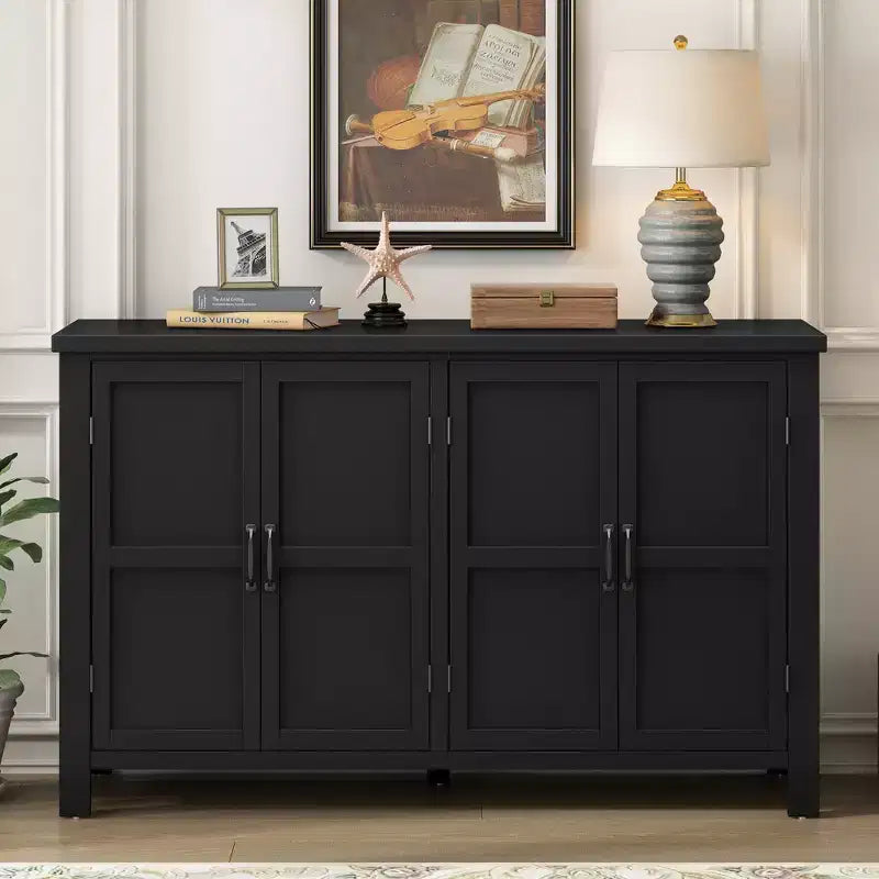 GDFStudio Dana Rustic 4-Door 51 Storage Sideboard with Adjustable Shelves and Metal Handles