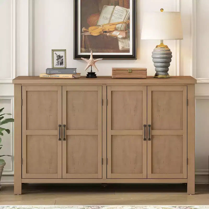 Buffet rustique à 4 portes et 51 rangements avec étagères réglables et poignées en métal