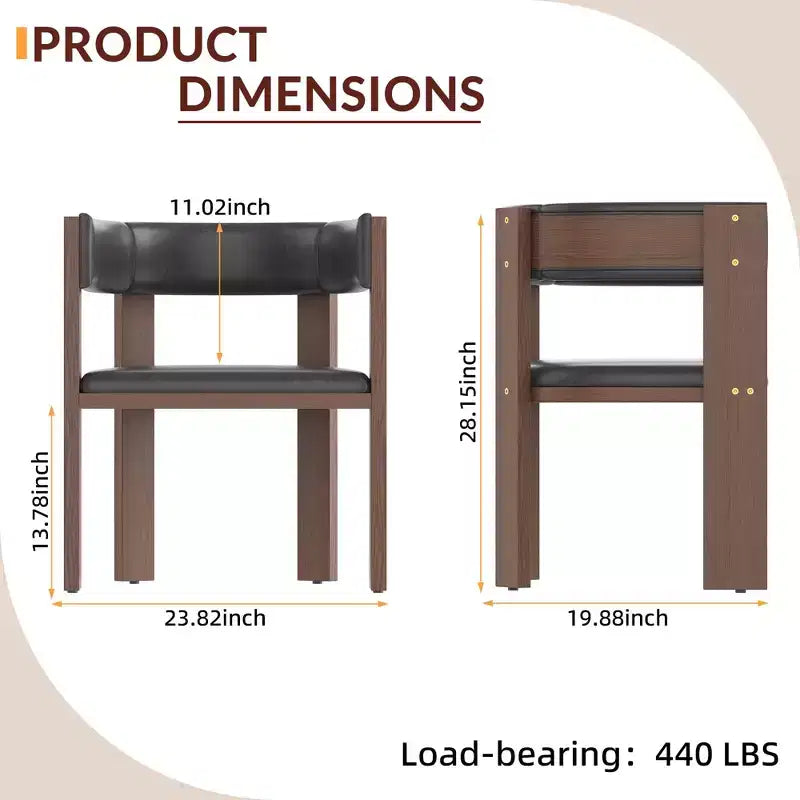 Modern upholstered kitchen chair with a curved backrest and rubberwood frame