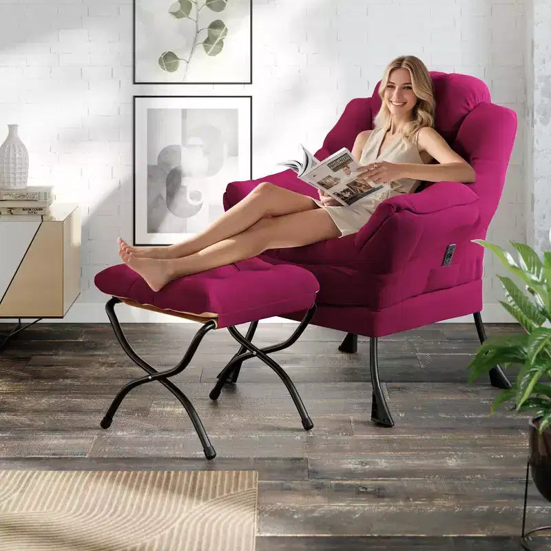 Comfy Modern Lazy Accent Chair with Side Pocket - Lounge Armchair for Living Room Leisure Reading Sofa Chair for Bedroom Dorm & Office