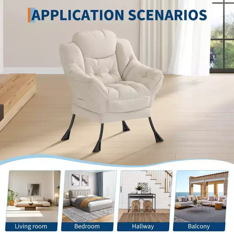 Fauteuil confortable avec poches latérales - chaise de lecture décontractée pour salon
