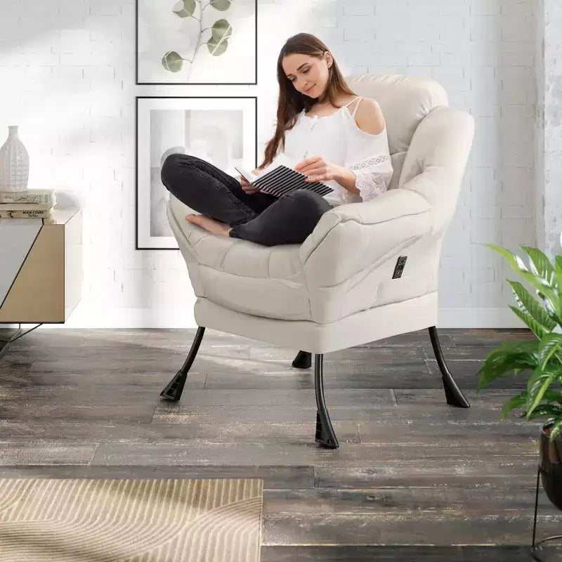 Fauteuil confortable avec poches latérales - chaise de lecture décontractée pour salon