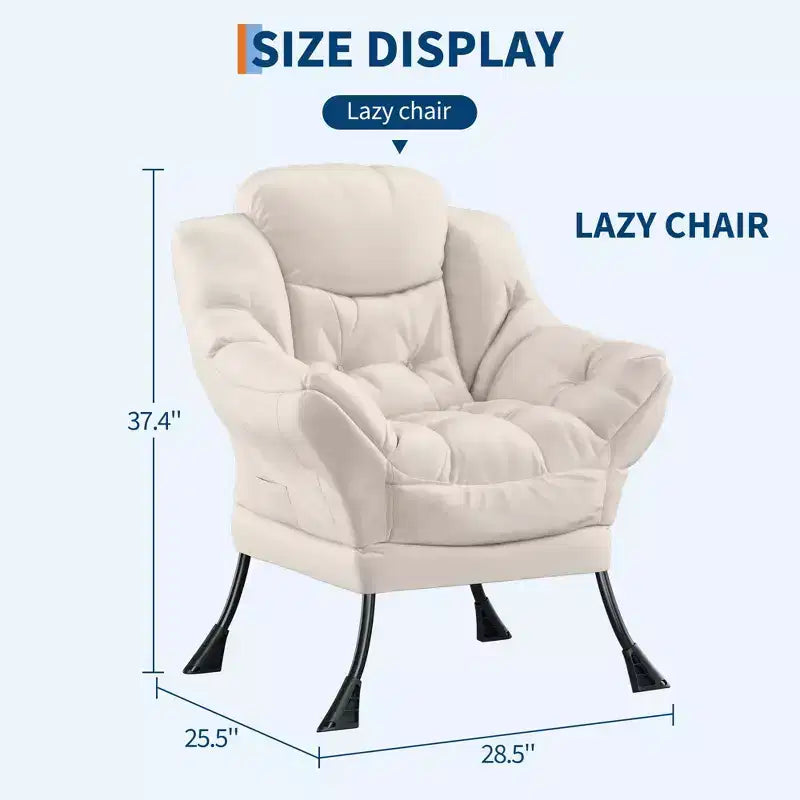 Fauteuil confortable avec poches latérales - chaise de lecture décontractée pour salon