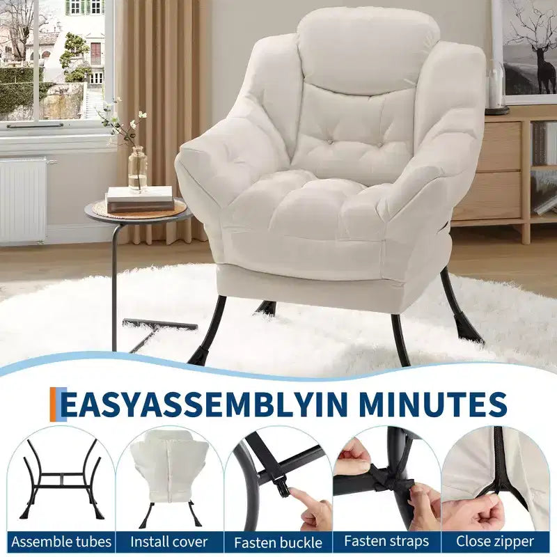 Fauteuil confortable avec poches latérales - chaise de lecture décontractée pour salon
