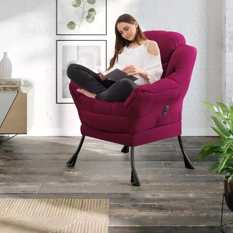 Fauteuil confortable avec poches latérales - chaise de lecture décontractée pour salon