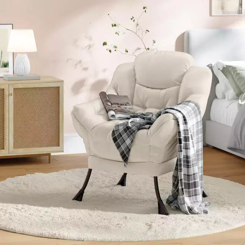 Fauteuil confortable avec poches latérales - chaise de lecture décontractée pour salon