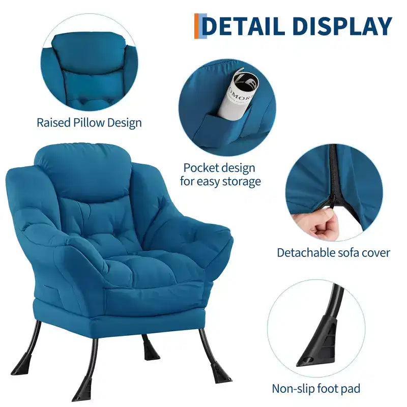 Fauteuil confortable avec poches latérales - chaise de lecture décontractée pour salon