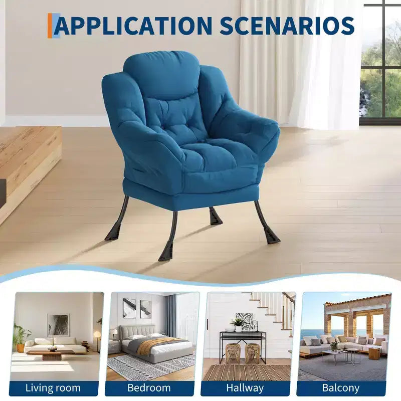 Fauteuil confortable avec poches latérales - chaise de lecture décontractée pour salon