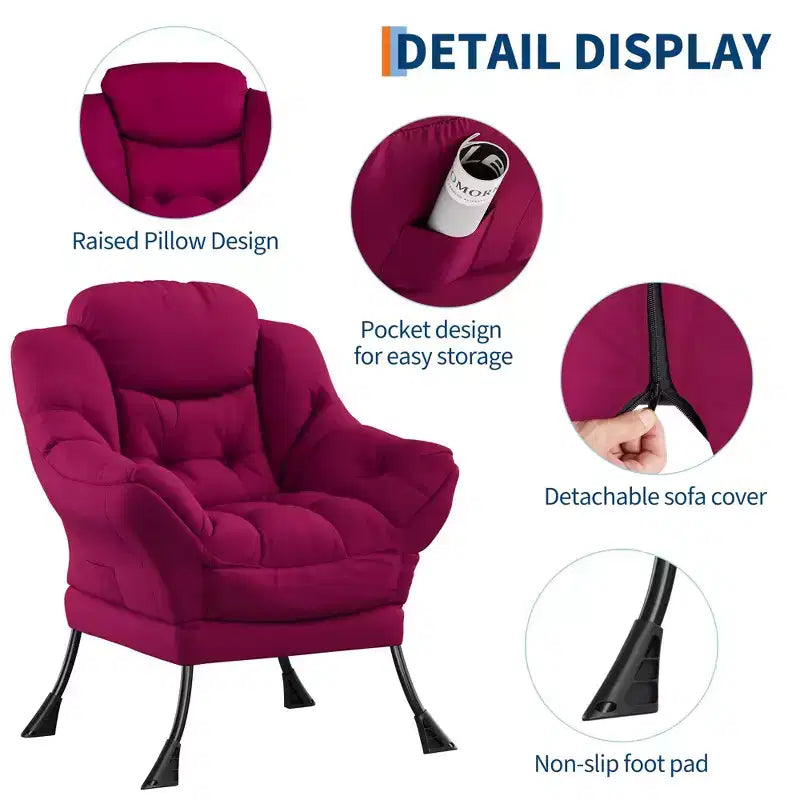 Fauteuil confortable avec poches latérales - chaise de lecture décontractée pour salon