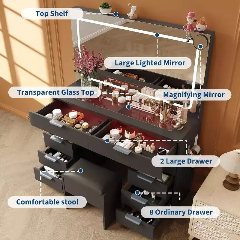 Coiffeuse avec un grand miroir