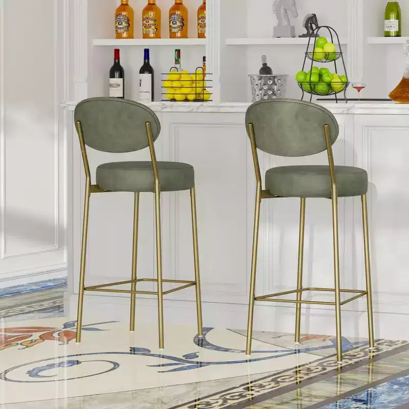 Tabourets de bar en velours avec pieds en métal