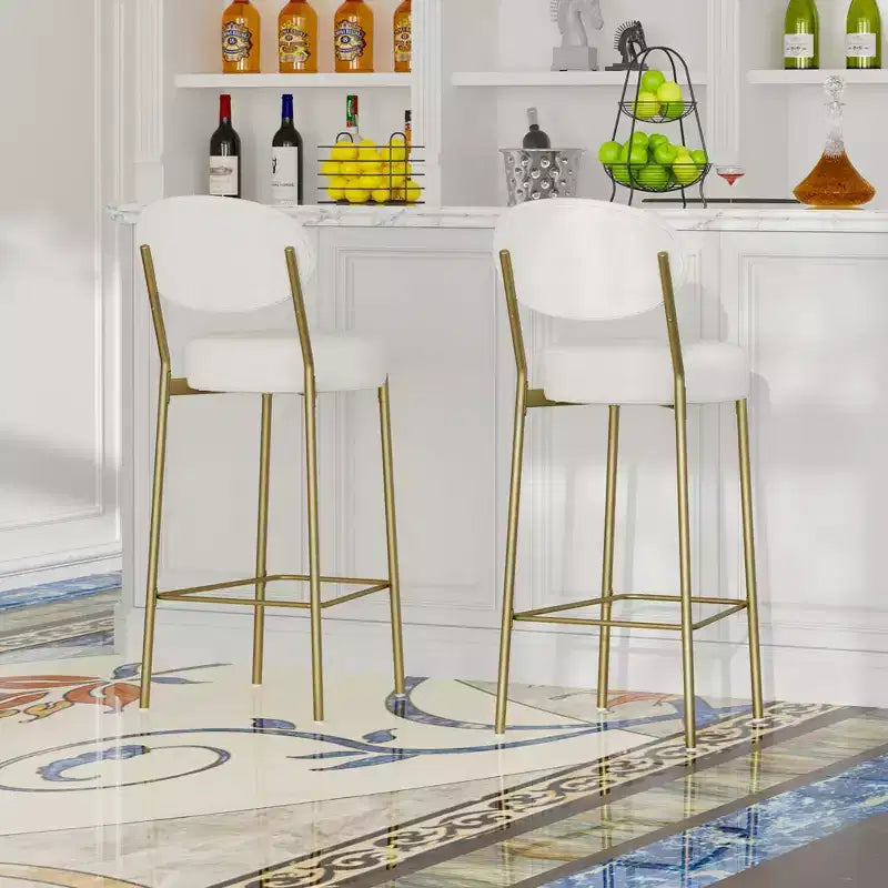 Tabourets de bar en velours avec pieds en métal
