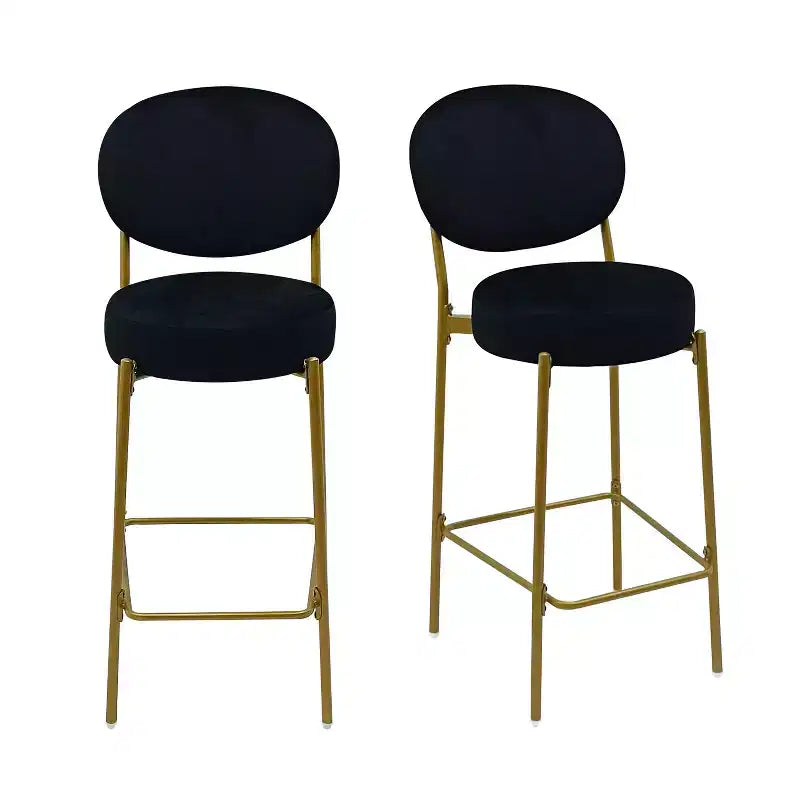 Tabourets de bar en velours avec pieds en métal