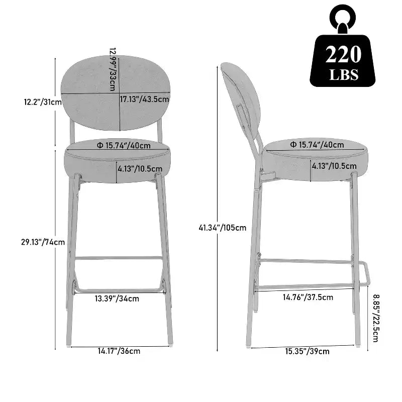 Tabourets de bar en velours avec pieds en métal