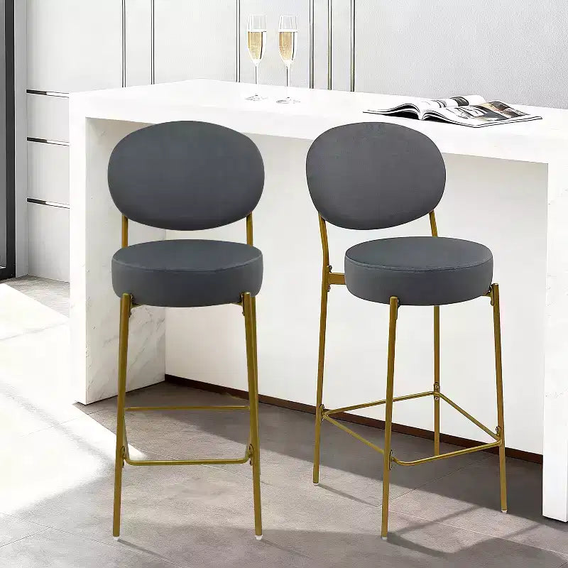 Tabourets de bar en velours avec pieds en métal