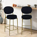 TUYOHW Set of 2 Velvet Counter Height Bar Stools Bar Chair with Metal Legs Oval Back &Footrest Accent Counter Stools for Kitchen Island Home Bar