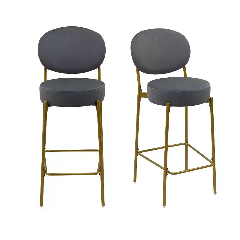 Tabourets de bar en velours avec pieds en métal