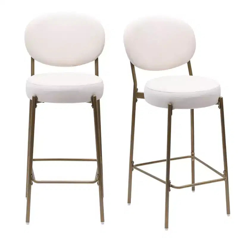 Tabourets de bar en velours avec pieds en métal