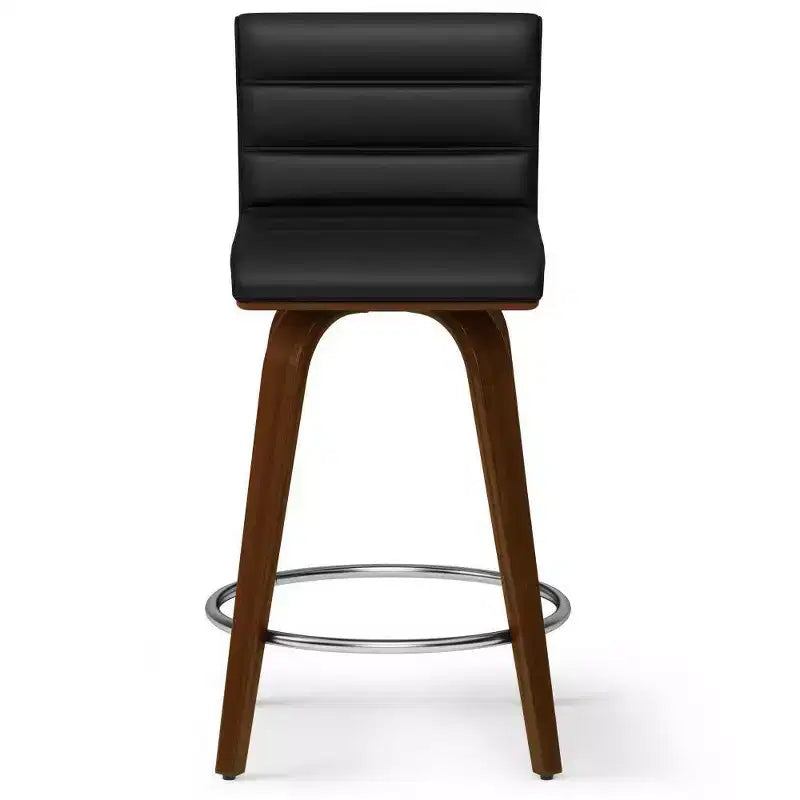 Tabouret de bar pivotant noir hauteur comptoir : Carré, rembourré, réglable, similicuir