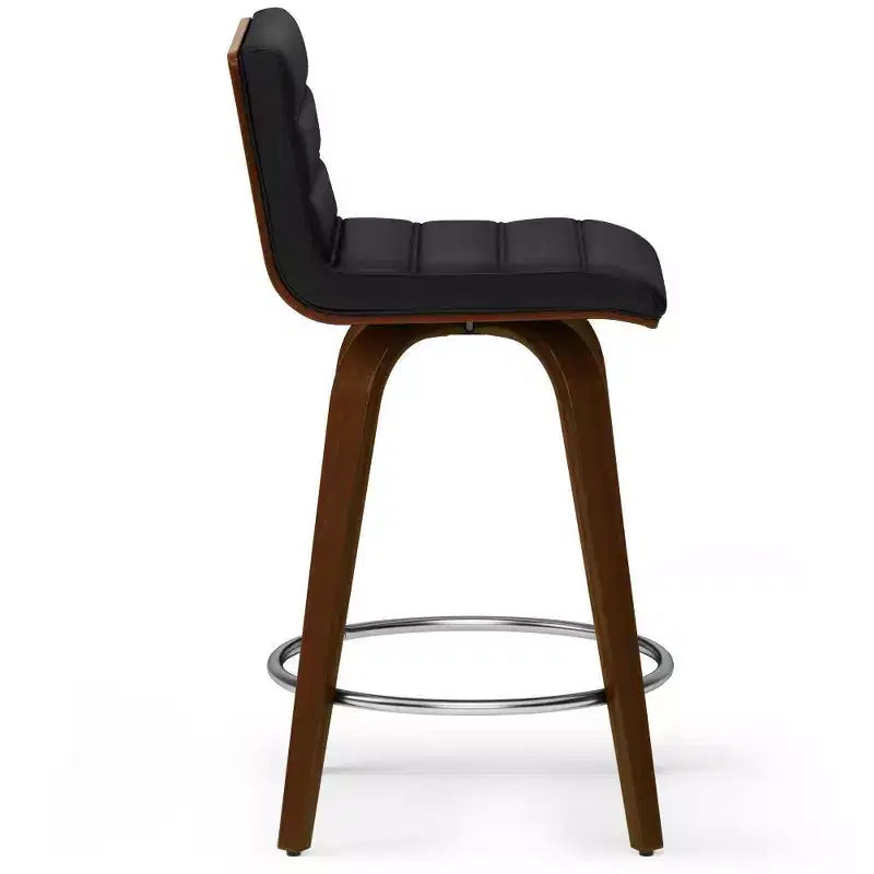 Tabouret de bar pivotant noir hauteur comptoir : Carré, rembourré, réglable, similicuir