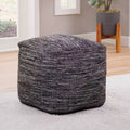Omari Square Handwoven Pouf Black/Ivory - Steve Silver Co.: Bohemian Abstract Upholstered Ottoman 18" Square 250 lb Capacity