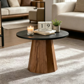 Table basse ronde moderne avec motif écorce